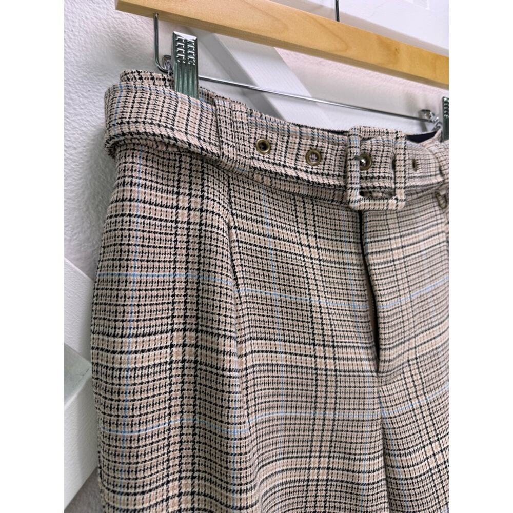 NWT Maeve By Anthropologie Boot Tuck Knit Trousers Plaid Brown Motif Size 4 - Picture 6 of 14